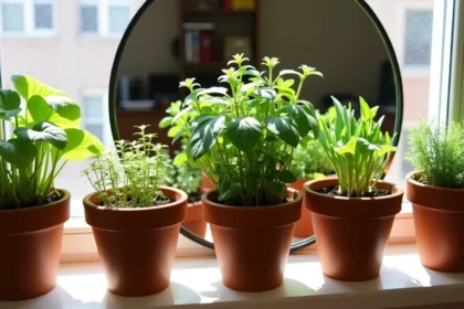 Herb Lineup on a Windowsill