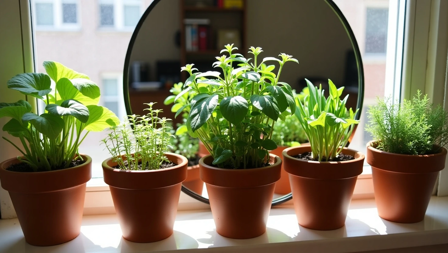 Herb Lineup on a Windowsill