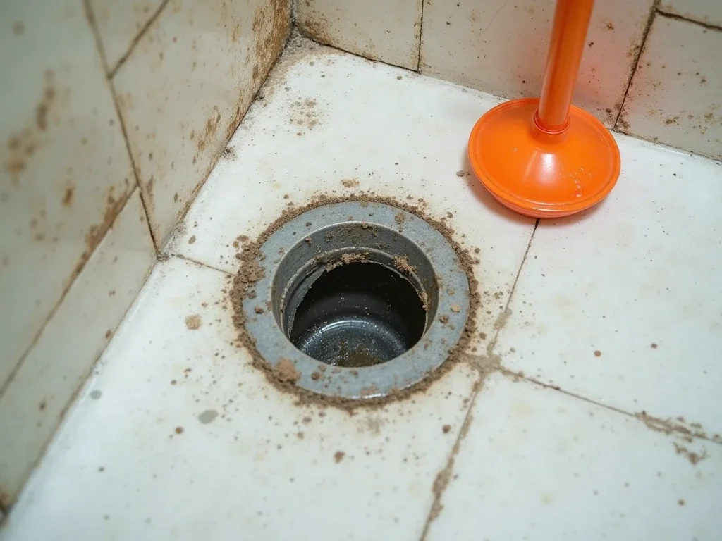 Slow Draining Shower with Soap Scum